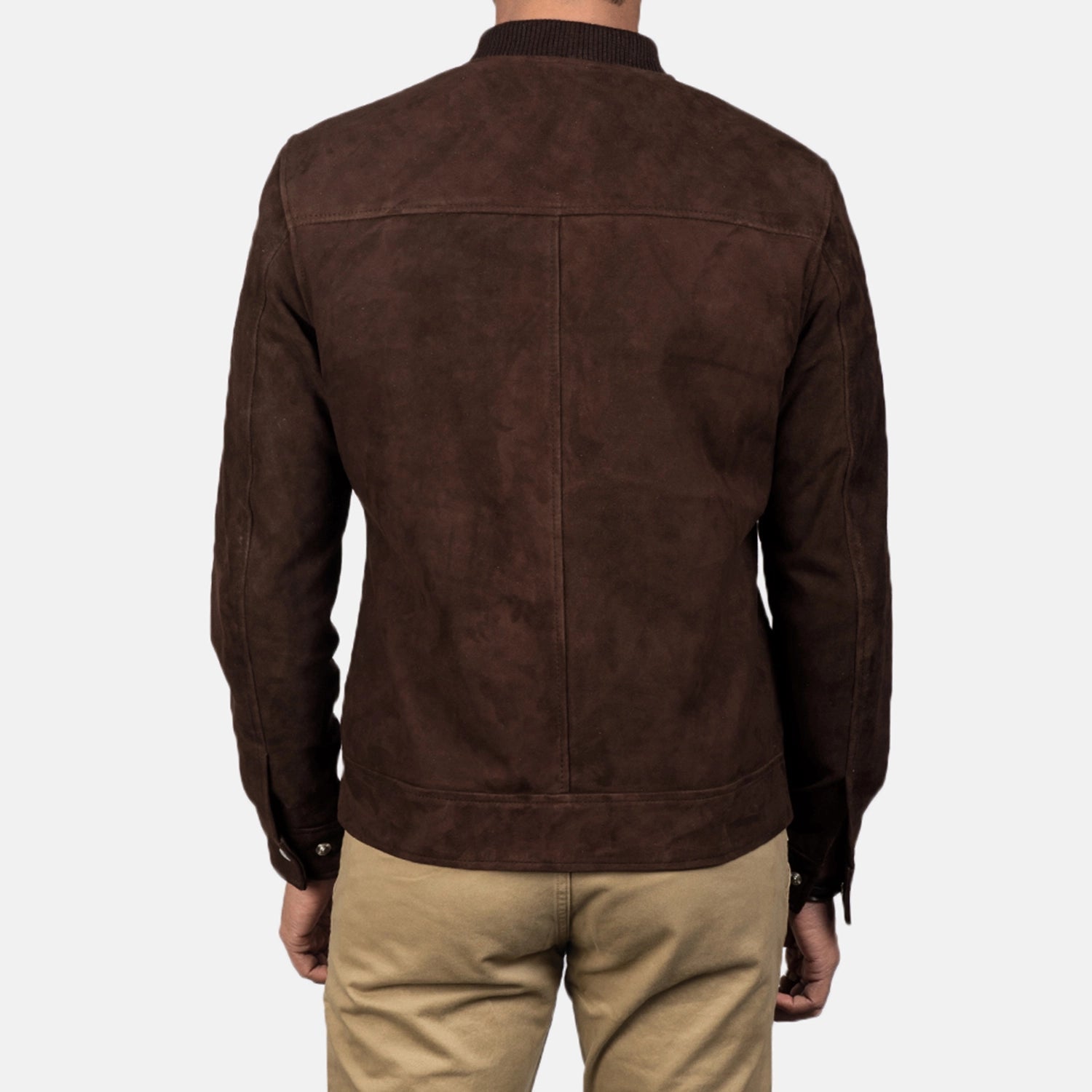 Classic Mocha Brown Suede Bomber Jacket