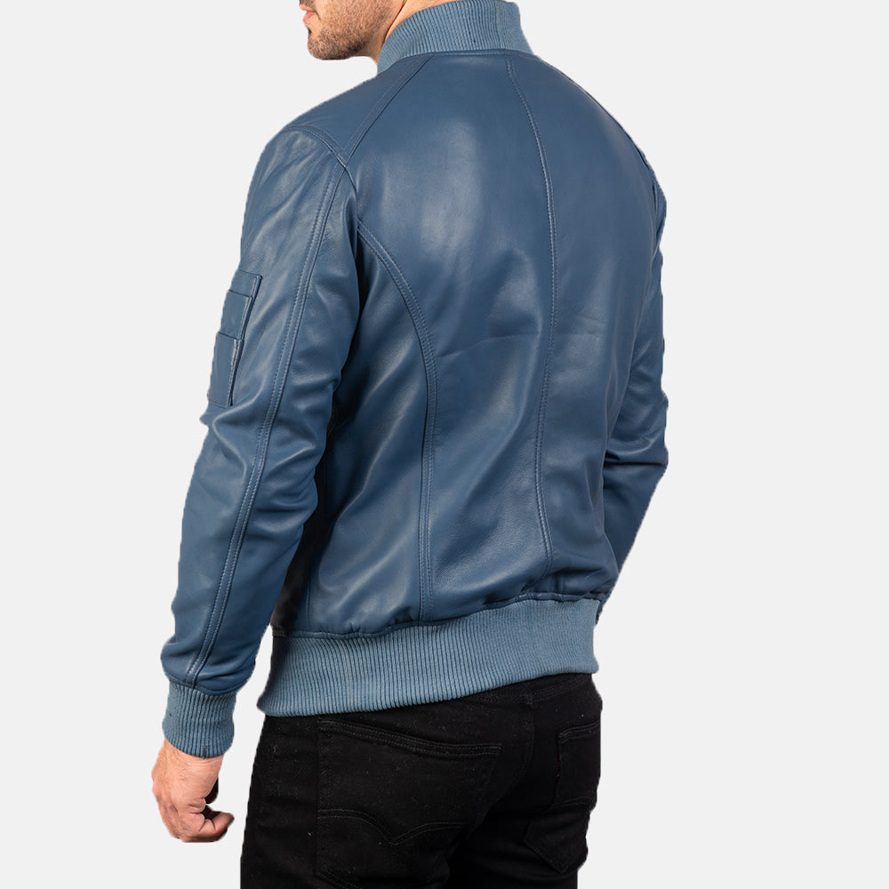 Falcon MA-1 Modern Aviator Blue Leather Jacket
