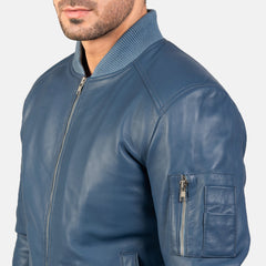 Bomia Ma-1 Bomber In Blue Leather