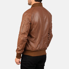Falcon MA-1 Modern Aviator Brown Leather Jacket