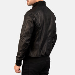Bomia Ma-1 Distressed Black Leather Bomber
