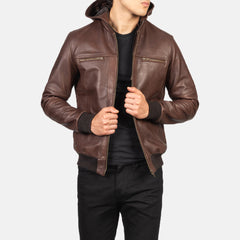 Bouncer Biz Brown Leather Bomber