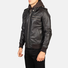 Bravado Brown Leather Hooded Bomber