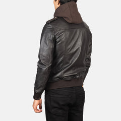 Bravado Brown Leather Hooded Bomber