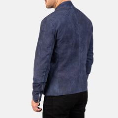 Charcoal Navy Blue Suede Biker