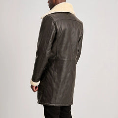 Charles Double-Breasted Brown Leather Shearling Coat