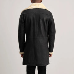 Charles Tumbled Black Double-Breasted Shearling Coat