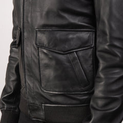 Coffmen A2 Leather Bomber Jacket In Black
