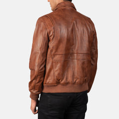 Coffmen A2 Leather Bomber Jacket In Brown
