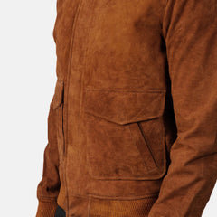 Coffmen A2 Bomber Jacket In Brown Suede