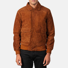 Coffmen A2 Bomber Jacket In Brown Suede