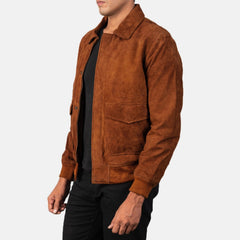 Coffmen A2 Bomber Jacket In Brown Suede
