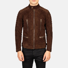 Damian Suede Biker Jacket In Mocha