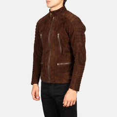 Damian Suede Biker Jacket In Mocha
