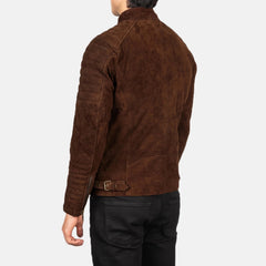 Damian Suede Biker Jacket In Mocha