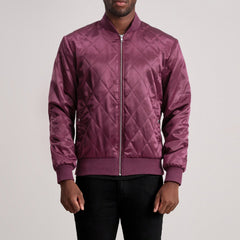 Danson Quilted Varsity Jacket In Maroon