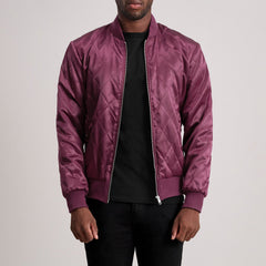 Danson Quilted Varsity Jacket In Maroon