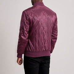 Danson Quilted Varsity Jacket In Maroon