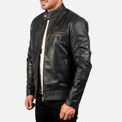 Dean Leather Biker Jacket In Black