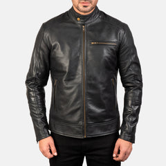 Dean Leather Biker Jacket In Black