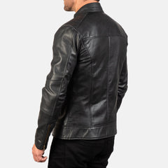 Dean Leather Biker Jacket In Black
