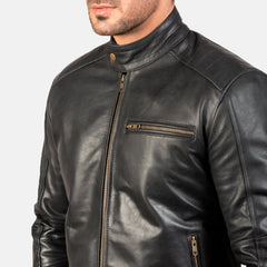 Dean Leather Biker Jacket In Black