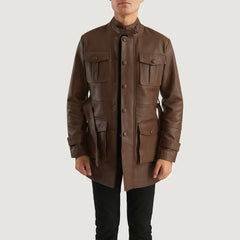 Dolf Leather Jacket In Brown