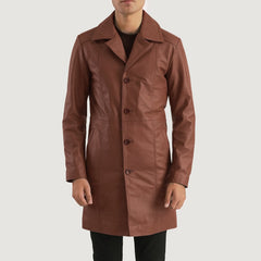 Don Long Leather Coat In Brown