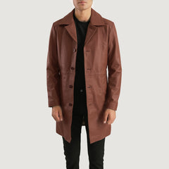 Don Long Leather Coat In Brown