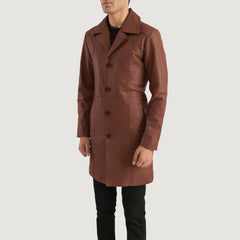 Don Long Leather Coat In Brown