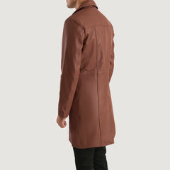 Don Long Leather Coat In Brown