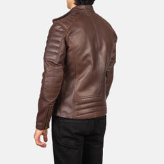 Faisor Leather Biker Jacket In Brown