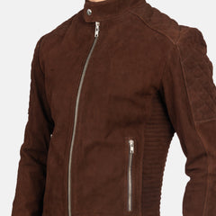 Fernando Quilted Suede Biker Jacket In Brown