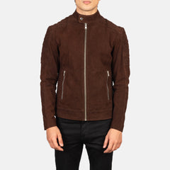 Fernando Quilted Suede Biker Jacket In Brown