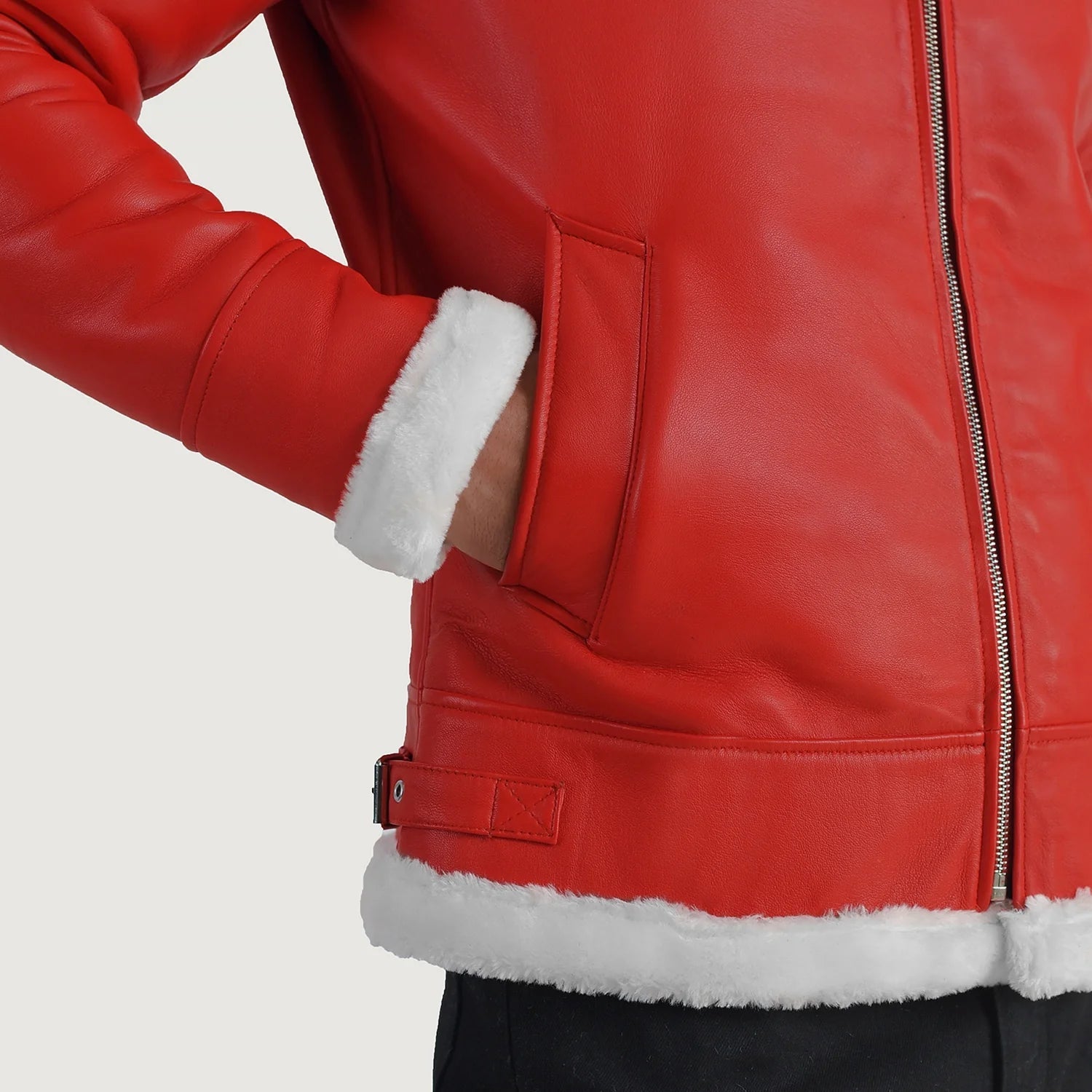 B-3 Red Premium Leather Aviator Jacket