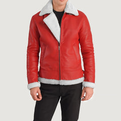 B-3 Red Premium Leather Aviator Jacket