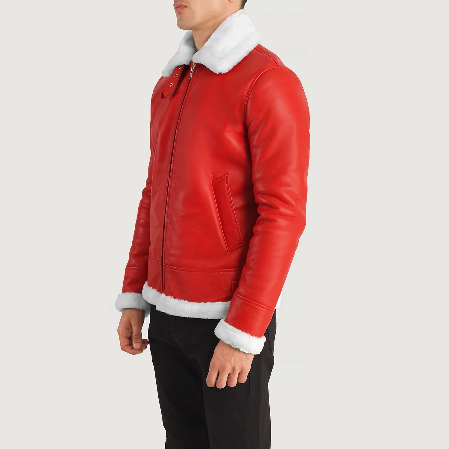 B-3 Red Premium Leather Aviator Jacket