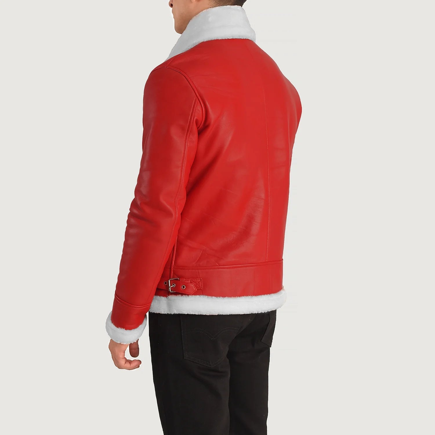 B-3 Red Premium Leather Aviator Jacket