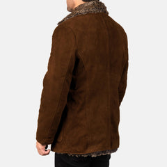 Furlong Suede Leather Coat In Brown