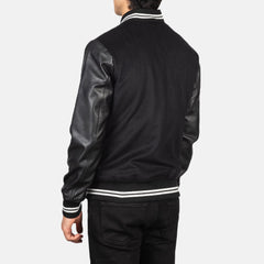 Harrison Hybrid Varsity Jacket In Black