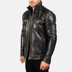 Hudson Biker Jacket Made From Black Leather