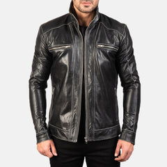 Hudson Biker Jacket Made From Black Leather
