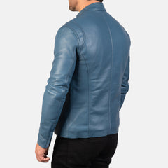 Ionic Biker Jacket Made From Blue Leather