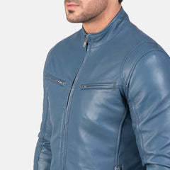 Ionic Biker Jacket Made From Blue Leather
