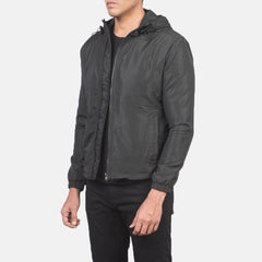 Jimmy Hooded Windbreaker Jacket In Black