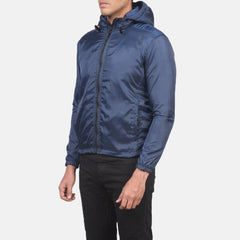 Jimmy Hooded Windbreaker Jacket In Blue
