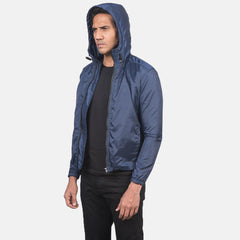 Jimmy Hooded Windbreaker Jacket In Blue