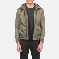 Jimmy Hooded Windbreaker Jacket In Green