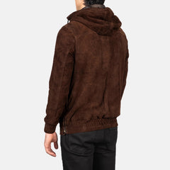 Kenton Hooded Pullover Jacket In Mocha Suede