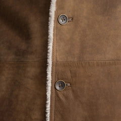 Kolby Distressed Brown Leather Shearling Coat